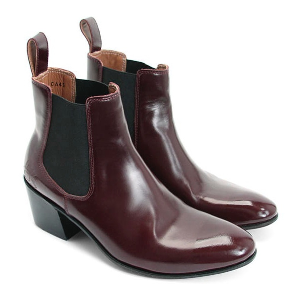 John Fluevog Passage Cairo Classic Chelsea Boot in Burgundy Leather, Sz. 10